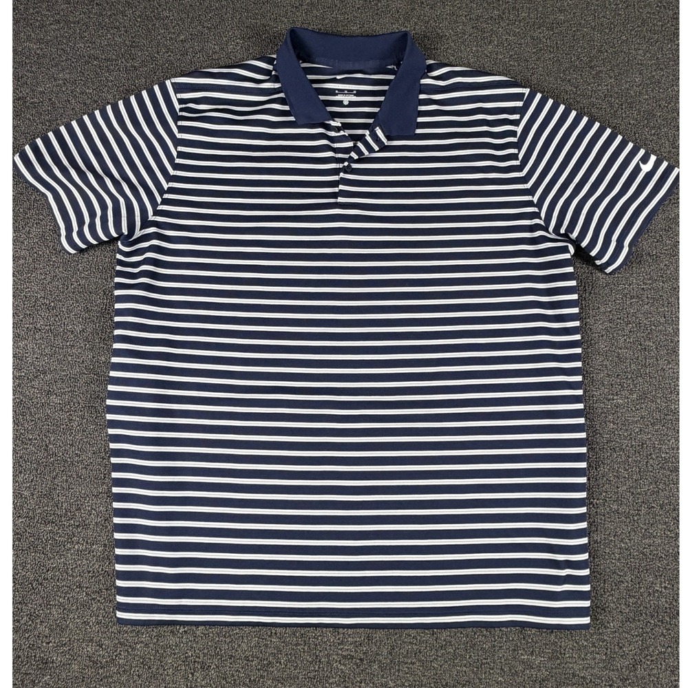Nike Polo Shirt Mens XL DH0835-451 Navy Blue Striped Short Sleeve EUC